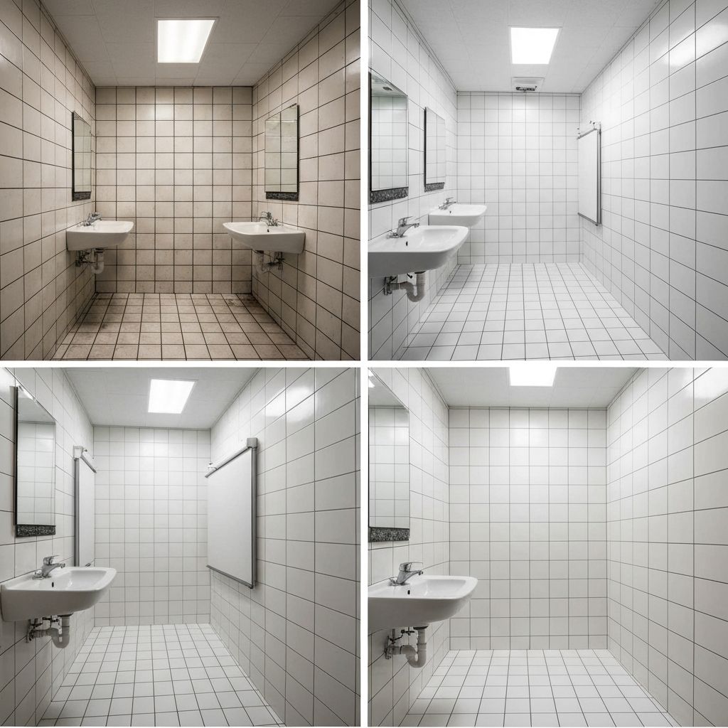 Before and after commercial tile and grout restoration